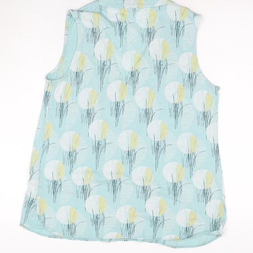 White Stuff Women's Blue Sleeveless Geometric Blouse