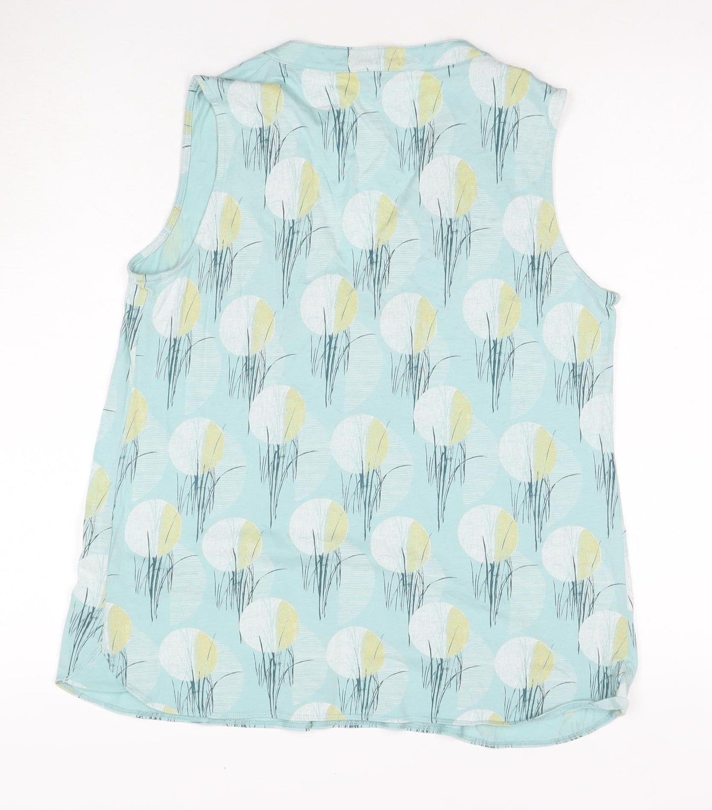 White Stuff Women's Blue Sleeveless Geometric Blouse