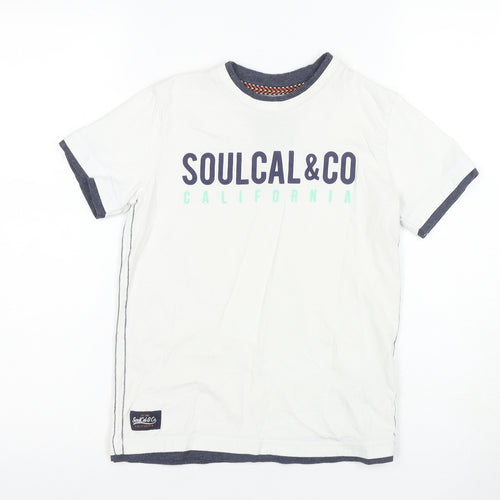 SoulCal & Co Boys White Ringer T-Shirt, 9-10 Years, Logo Print