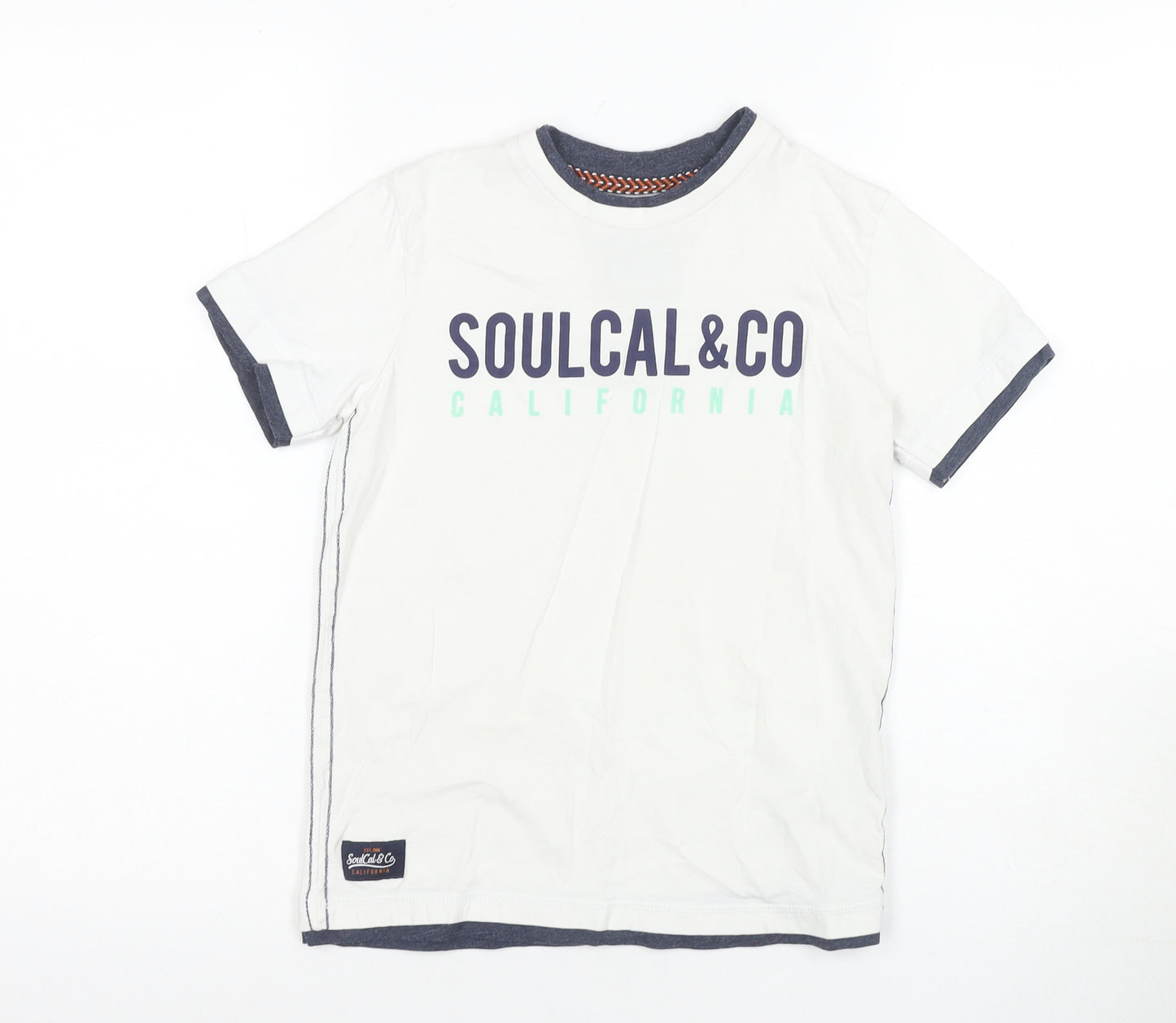 SoulCal & Co Boys White Ringer T-Shirt, 9-10 Years, Logo Print