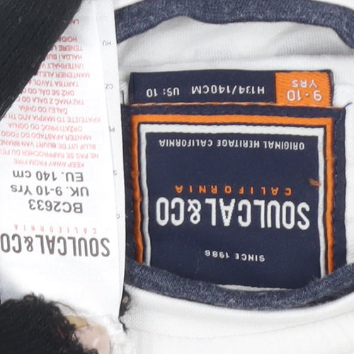 SoulCal & Co Boys White Ringer T-Shirt, 9-10 Years, Logo Print