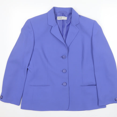 Jacques Vert Women's Blue Blazer UK 14 Formal