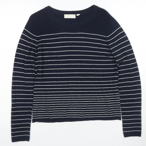 White Label Women's Blue Striped Crew Neck Jumper Size 8