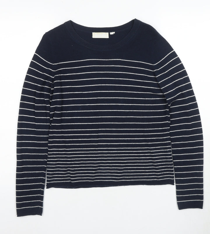 White Label Women's Blue Striped Crew Neck Jumper Size 8