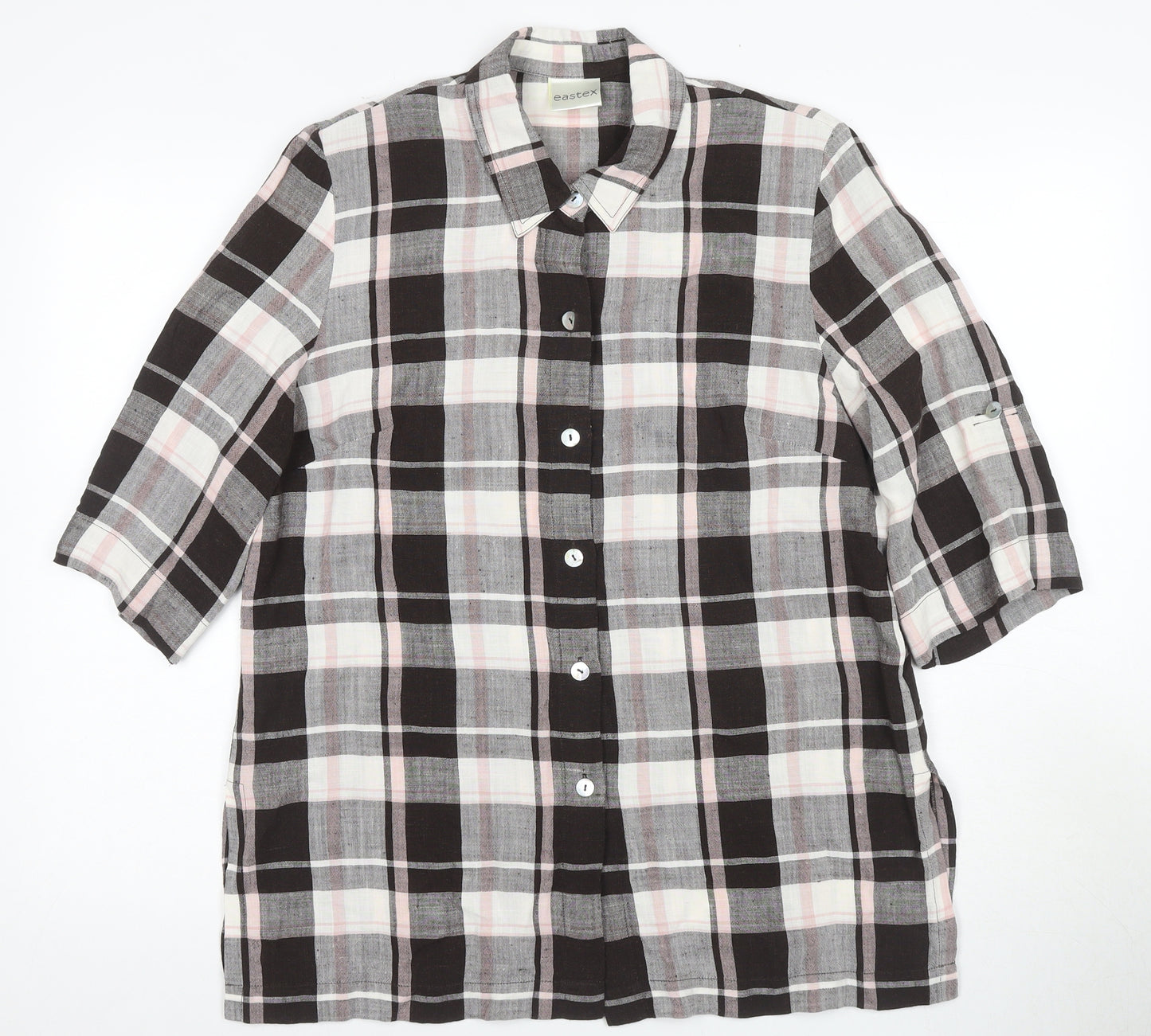 Eastex Women's Black Plaid Button-Up Shirt, Size 12