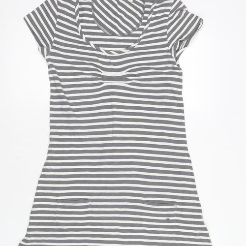 White Stuff Women's Grey Striped Shift Dress Size 8