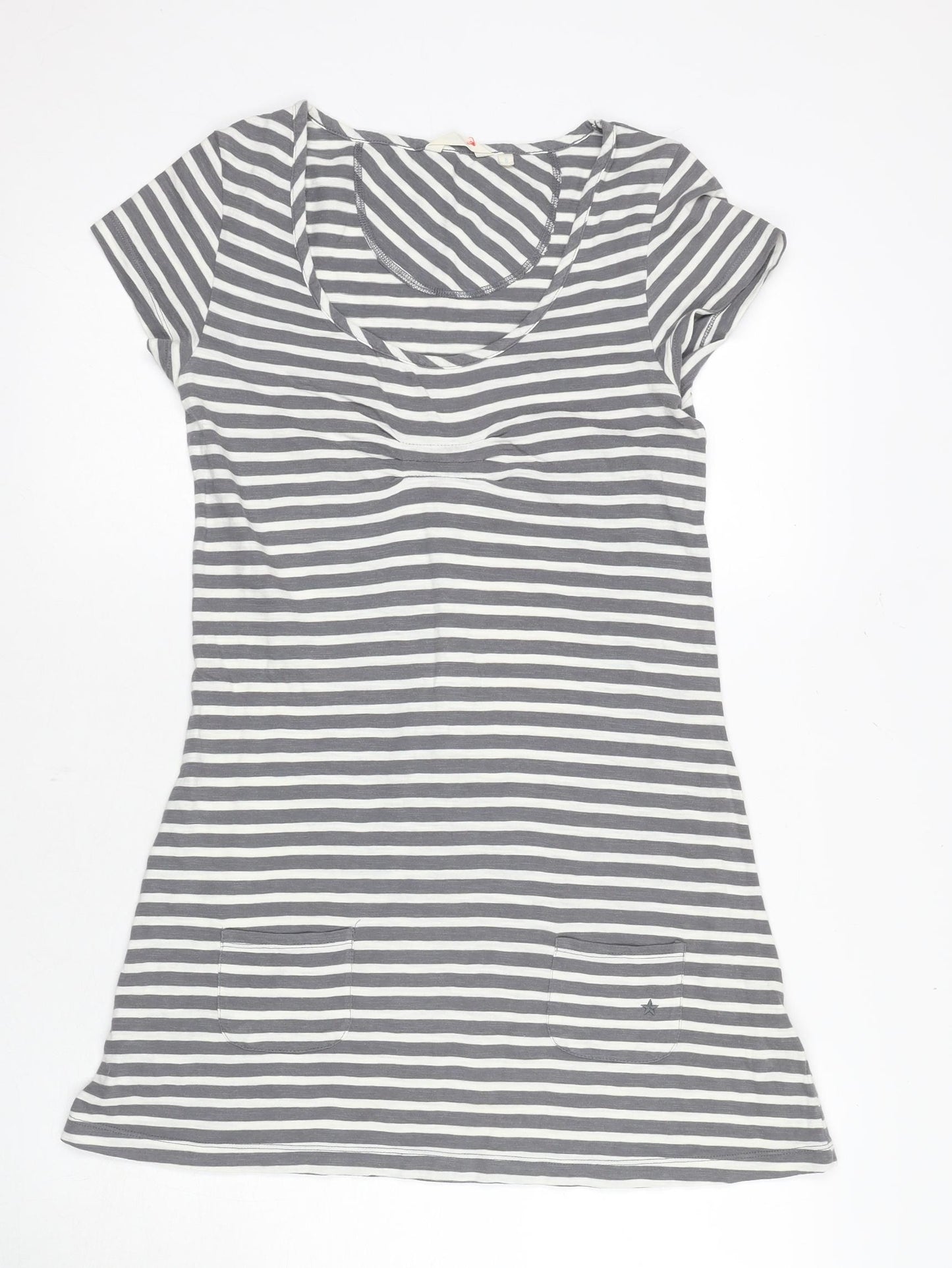 White Stuff Women's Grey Striped Shift Dress Size 8