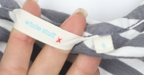 White Stuff Women's Grey Striped Shift Dress Size 8