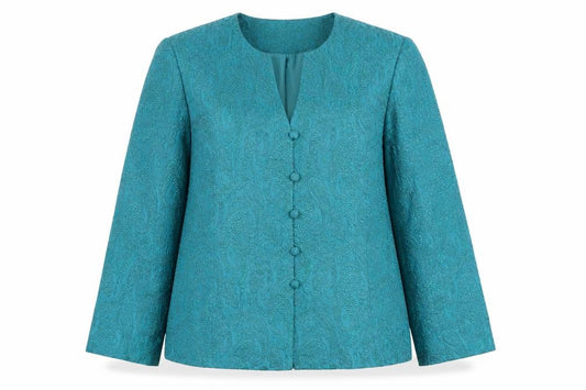 Front view of Eastex Women's Green Suit Jacket, size 10, Paisley
