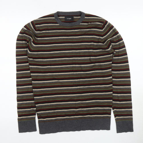 Linea Men's Multicoloured Striped Wool Jumper S