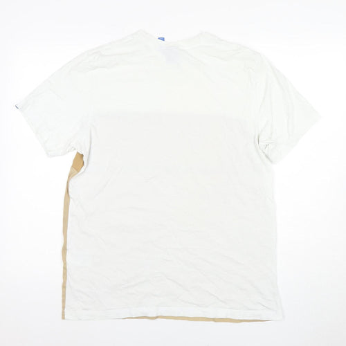 Adidas Men's White Colourblock Logo T-Shirt, Size L