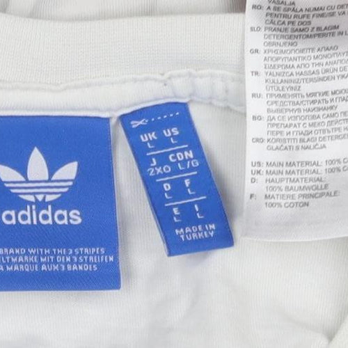 Adidas Men's White Colourblock Logo T-Shirt, Size L