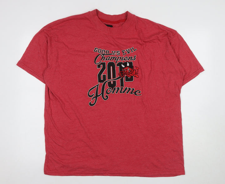 boohooMAN Men's Red Graphic T-Shirt L Regular Fit