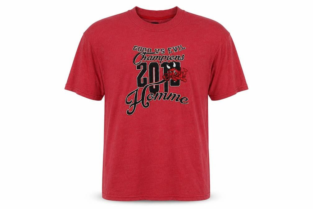 Front view of boohooMAN Men's Red Graphic T-Shirt L Regular Fit