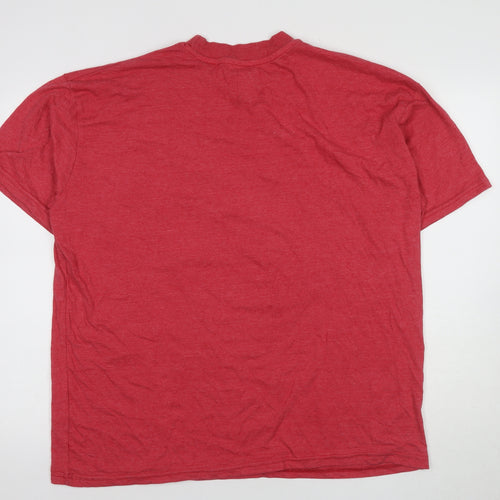 boohooMAN Men's Red Graphic T-Shirt L Regular Fit