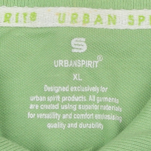 Urban Spirit Men's Green XL Polo Shirt, Casual, Short Sleeve