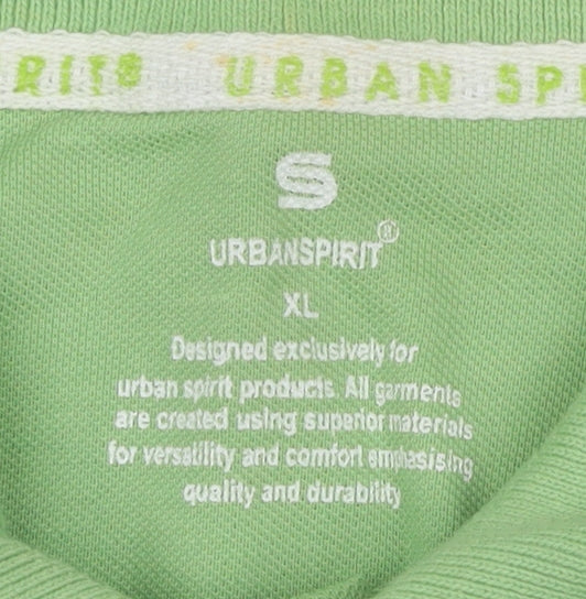 Urban Spirit Men's Green XL Polo Shirt, Casual, Short Sleeve