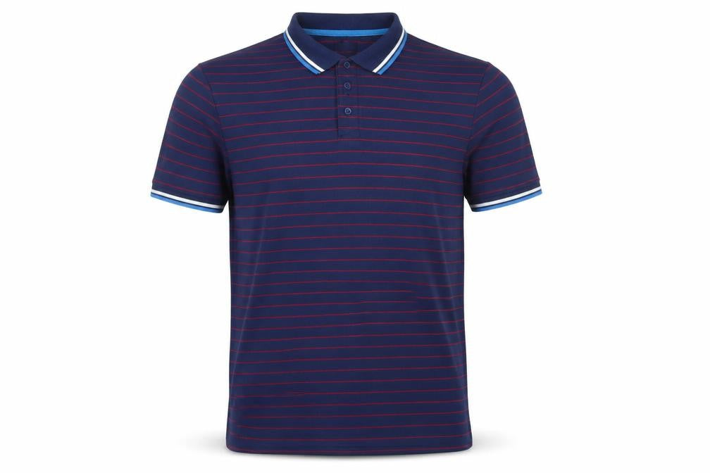 Front view of Store Twenty One Men's Blue Striped Polo Shirt L
