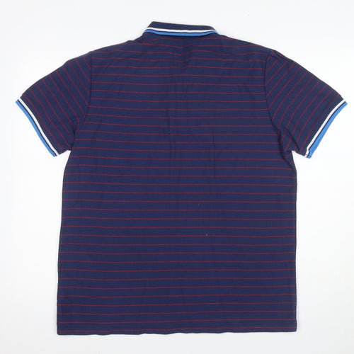 Store Twenty One Men's Blue Striped Polo Shirt L