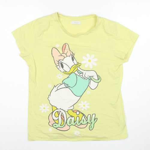 Disney Store Women's Yellow T-Shirt, Size 16, Cartoon Print