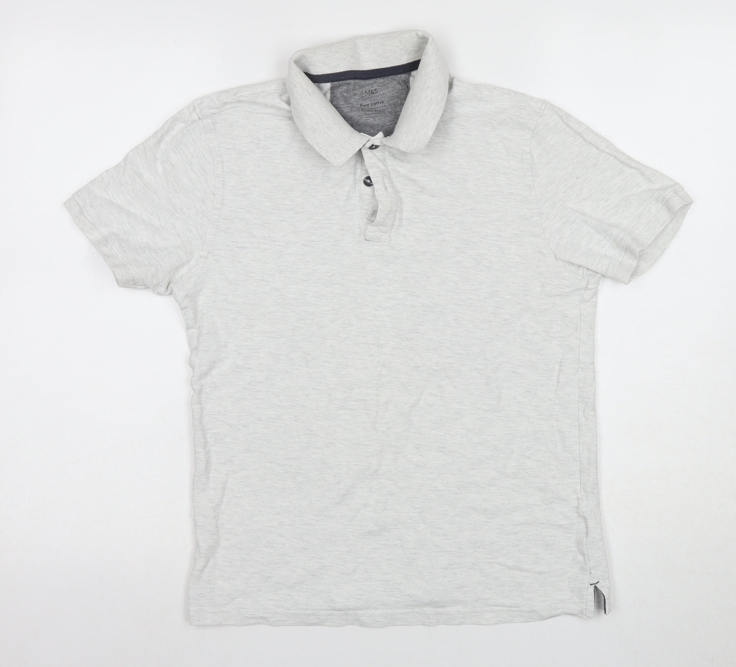 Marks and Spencer Men's Grey Polo Shirt - S