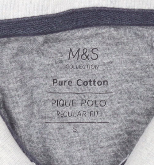 Marks and Spencer Men's Grey Polo Shirt - S