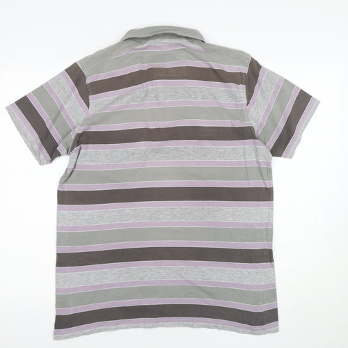 Trait Men's Grey Striped Polo Shirt Size M