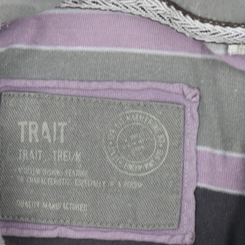Trait Men's Grey Striped Polo Shirt Size M