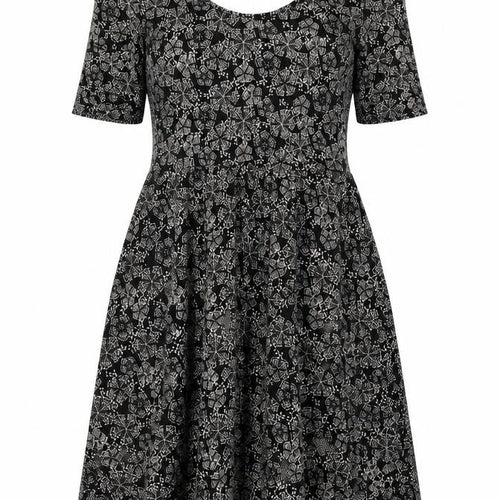Oasis Women's Black Floral A-Line Dress M