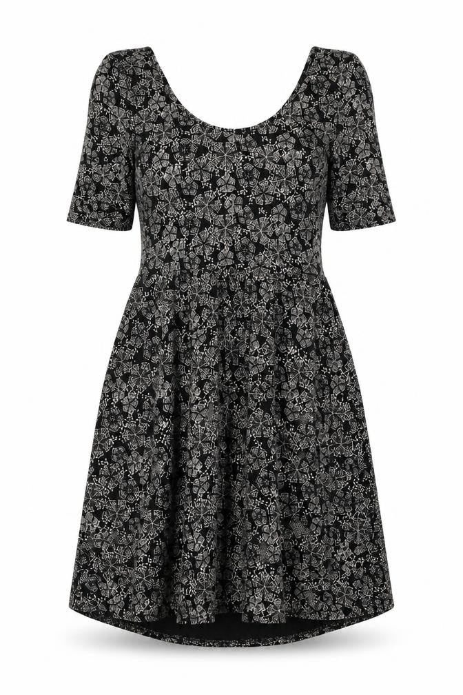 Oasis Women's Black Floral A-Line Dress M