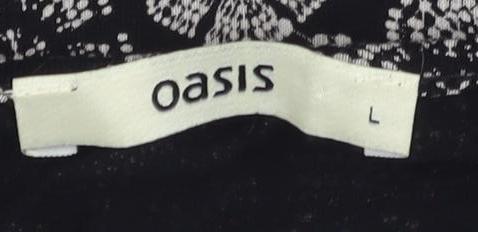 Oasis Women's Black Floral A-Line Dress M
