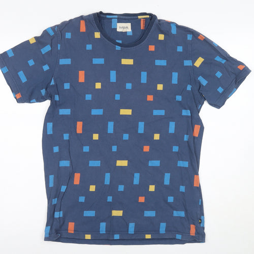 tuktuk Men's Blue Geometric Pattern T-Shirt, Size S