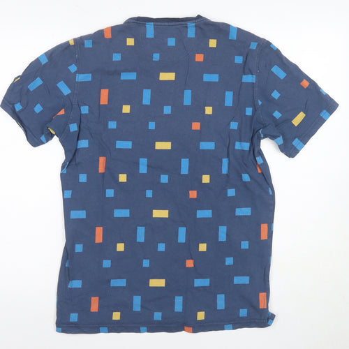tuktuk Men's Blue Geometric Pattern T-Shirt, Size S