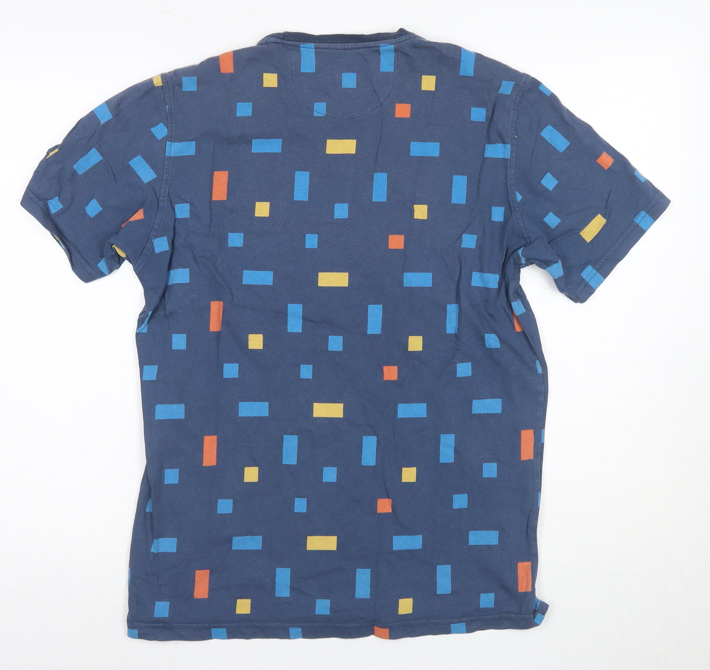 tuktuk Men's Blue Geometric Pattern T-Shirt, Size S