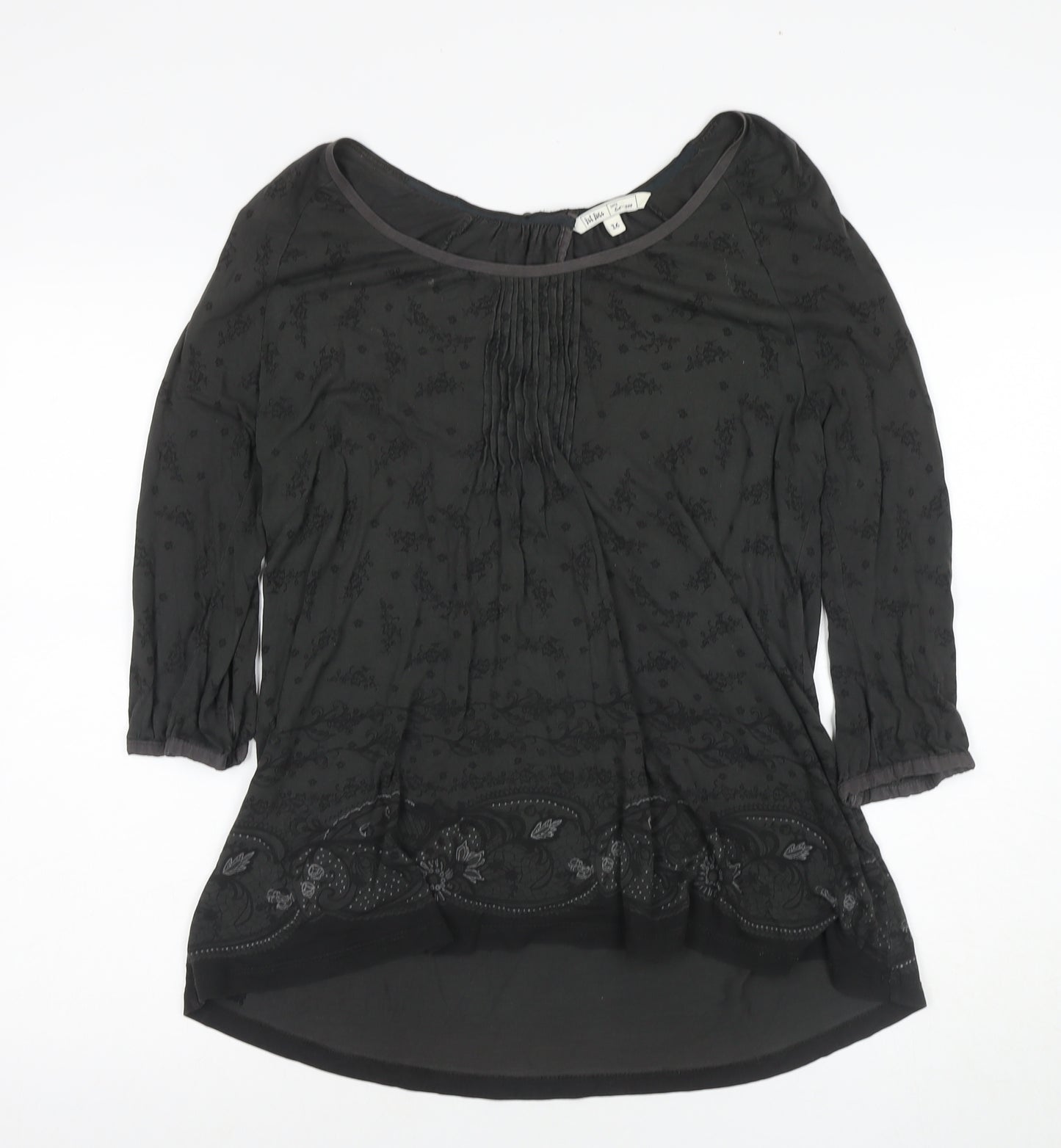 Fat Face Women's Black Floral Tunic Blouse, Size 16