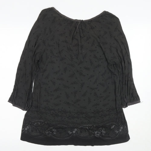 Fat Face Women's Black Floral Tunic Blouse, Size 16