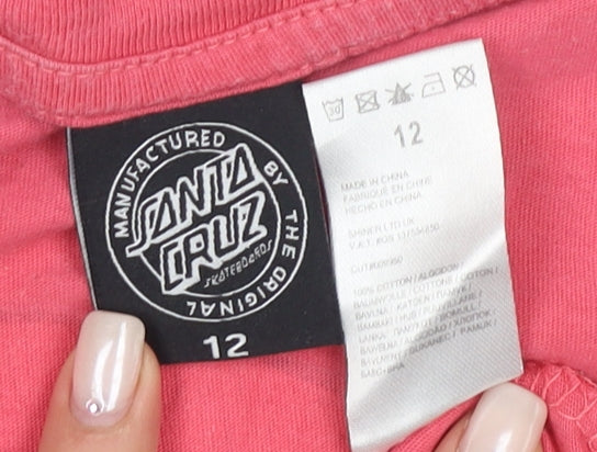 Santa Cruz Pink Crew Neck Women's T-Shirt Size 12