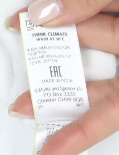 Marks and Spencer Women's White T-Shirt Size 12