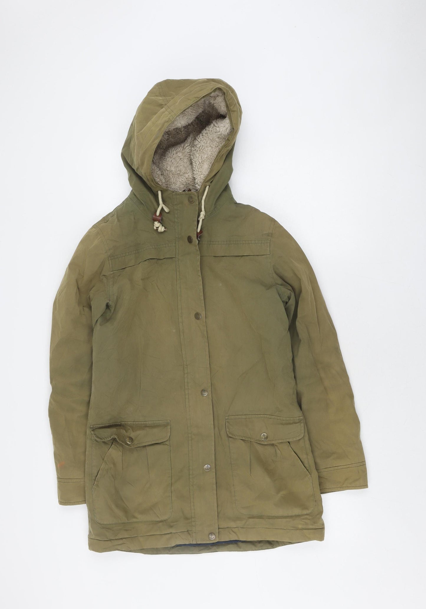 Seasalt Cornwall Women's Green Waterproof Parka Coat Size 8