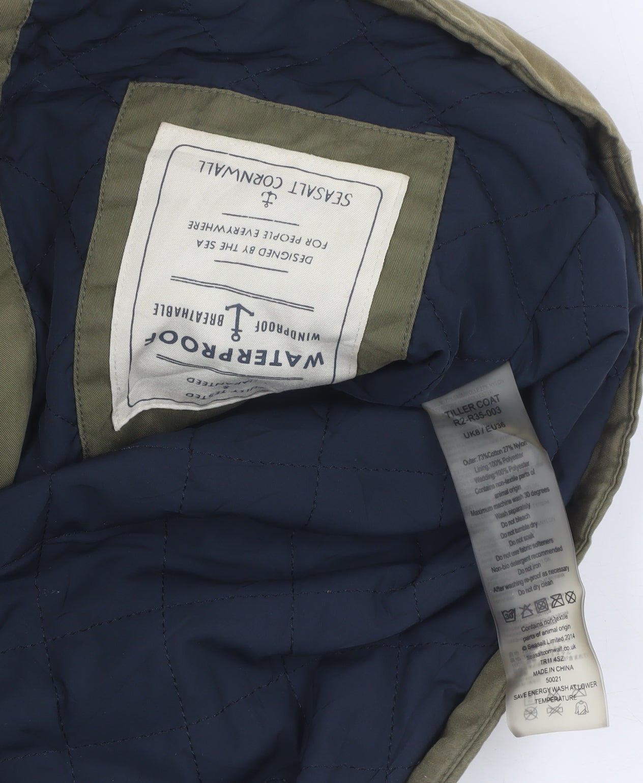 Seasalt Cornwall Women's Green Waterproof Parka Coat Size 8