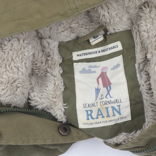 Seasalt Cornwall Women's Green Waterproof Parka Coat Size 8