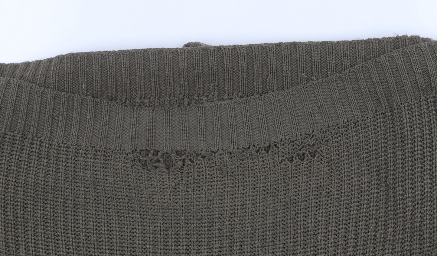 P.G. Field Men's Green XL Chunky-Knit Pullover Jumper