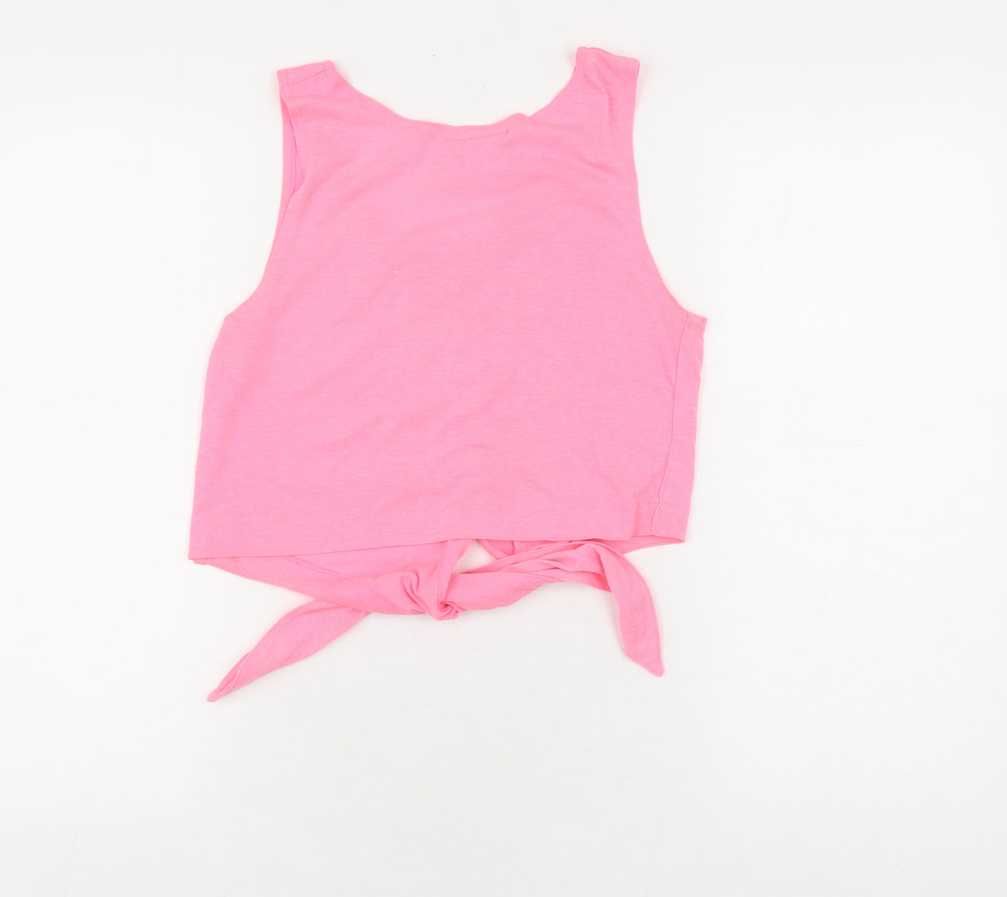 Candy Floss Girls Pink Cropped Tank Top, XS, Button Details
