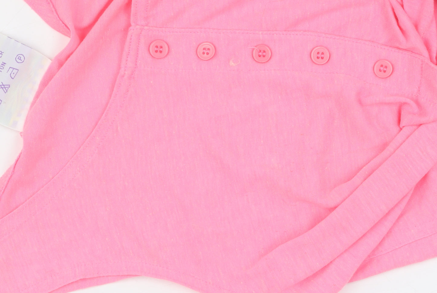 Candy Floss Girls Pink Cropped Tank Top, XS, Button Details
