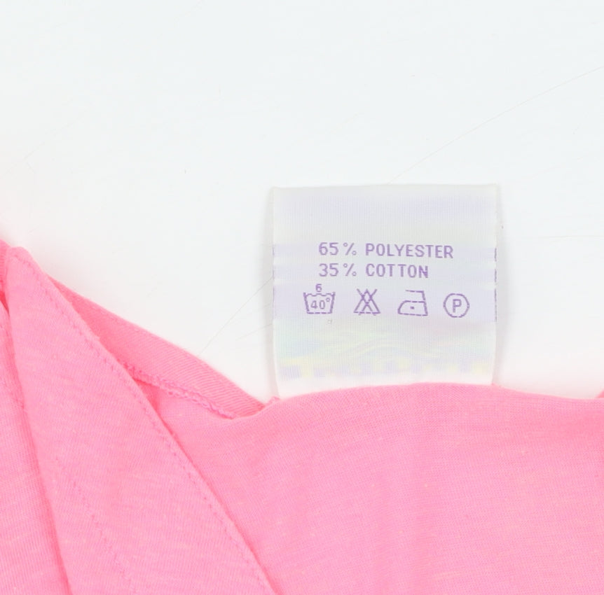 Candy Floss Girls Pink Cropped Tank Top, XS, Button Details