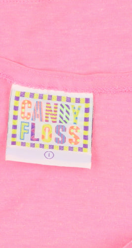 Candy Floss Girls Pink Cropped Tank Top, XS, Button Details