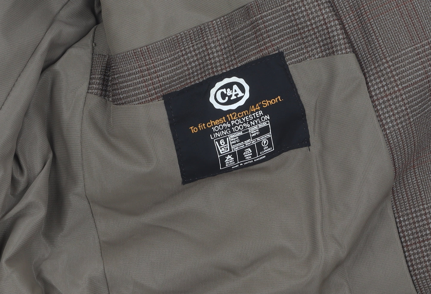 C&A Men's Brown Check Blazer, 44 Short, Business