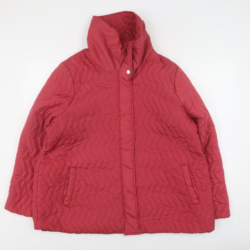 Bonmarché Women's Red Puffer Jacket Size 24 Hooded