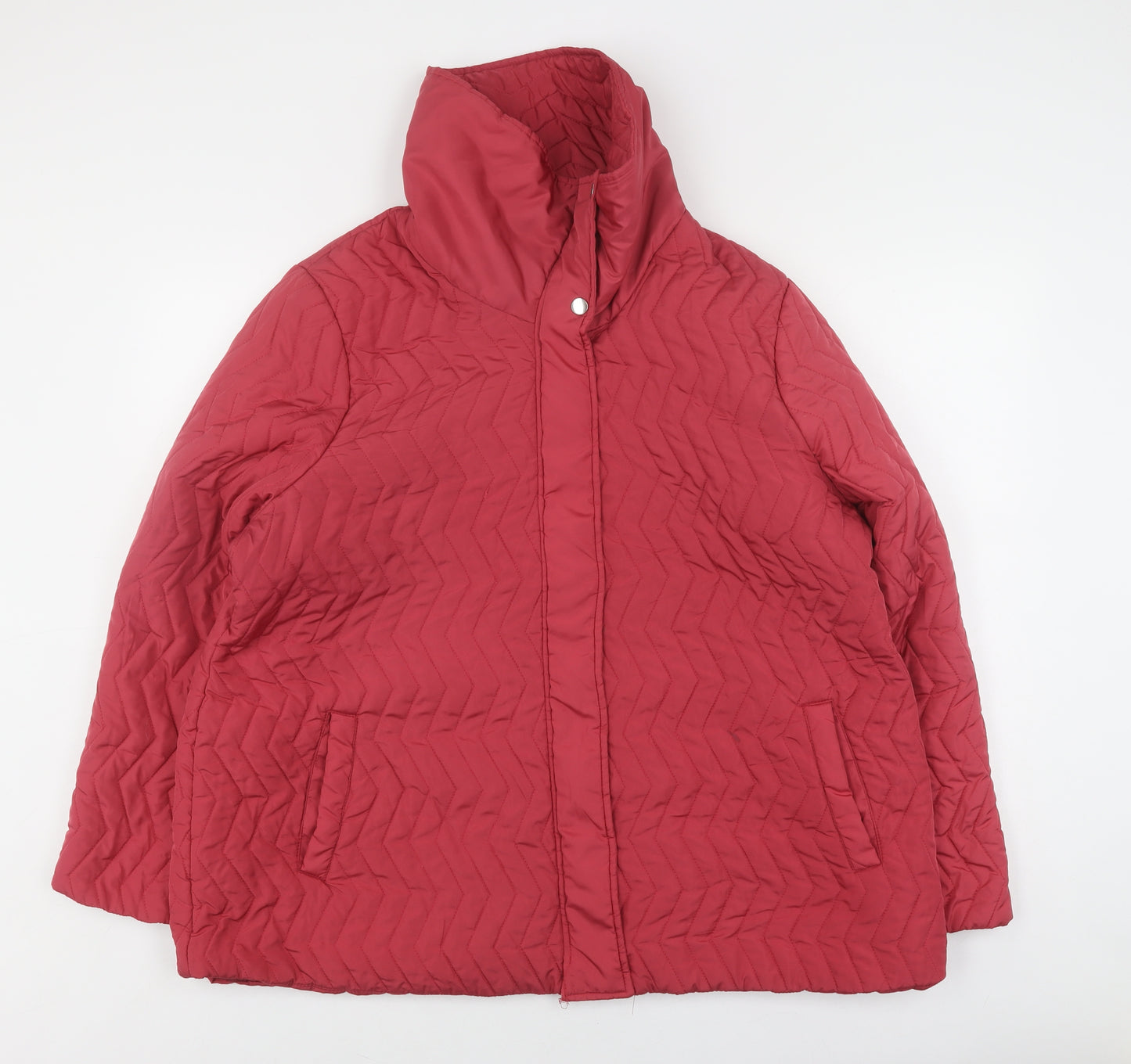 Bonmarché Women's Red Puffer Jacket Size 24 Hooded
