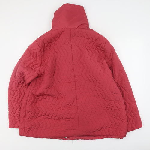 Bonmarché Women's Red Puffer Jacket Size 24 Hooded